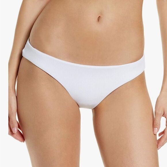Becca by Rebecca Virtue White Adela Ruched Hipster Bikini Swim Bottom NWT - Picture 1 of 8
